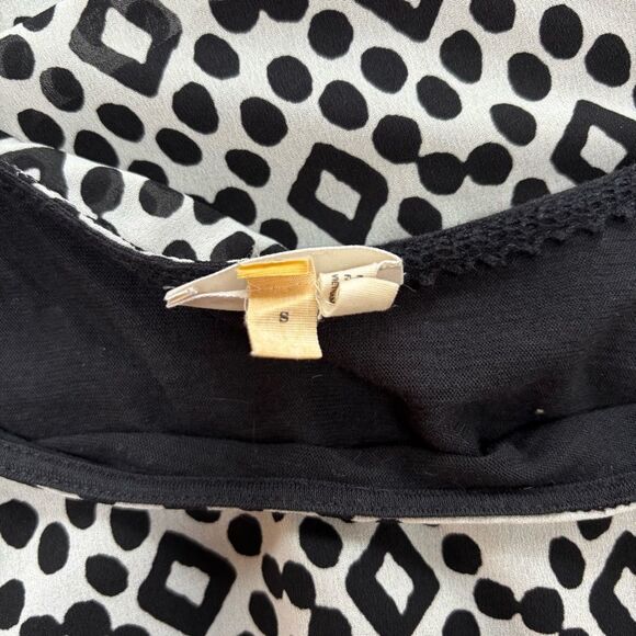 Meadow Rue Black & White Geometric Print Blouse size S - Picture 7 of 7